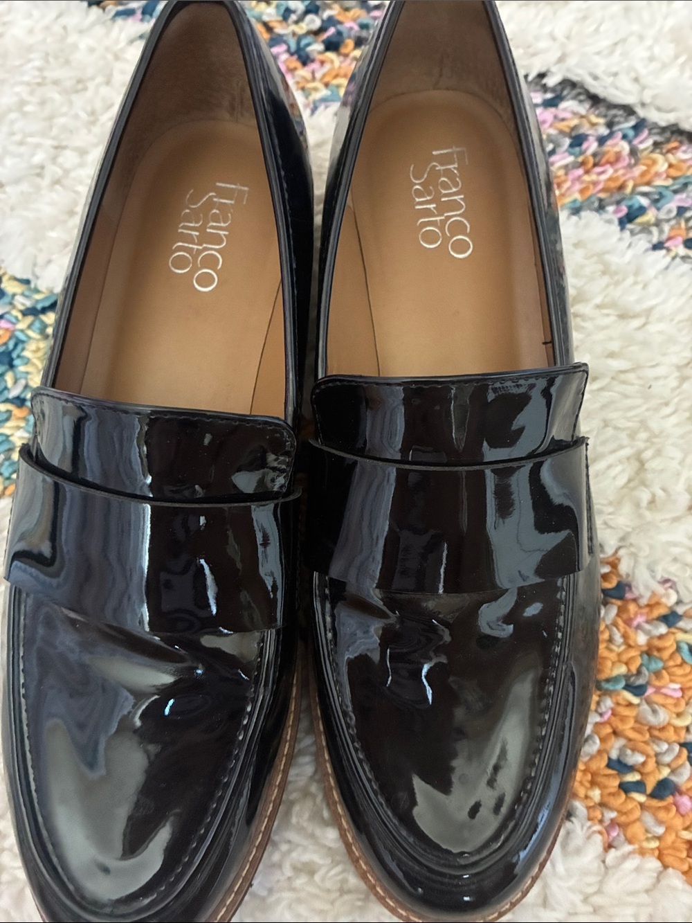 Franco Sarto Black faux Patent Leather Penny Loafers - Picture 3 of 4